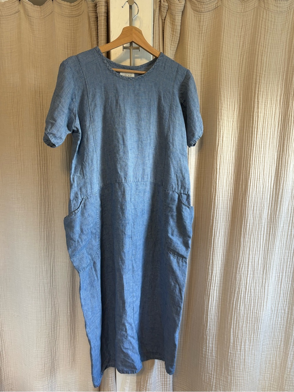 Vintage FLAX 100% Linen Midi Dress- Small